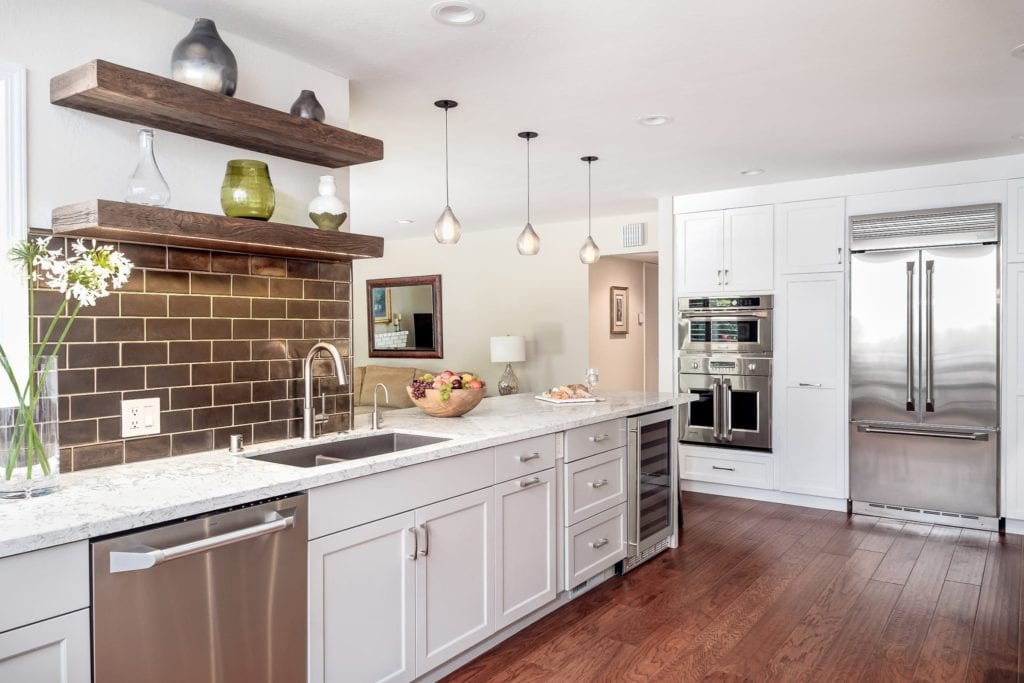 Delightful Walnut Creek CA Transitional Kitchen Makeover   Walnut Creek Rustic Floating Shelves 1024x683 